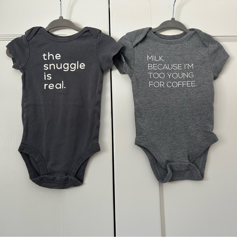 Baby Bodysuit Set Size 6 Months Gender Neutral Grey - The Snuggle is Real